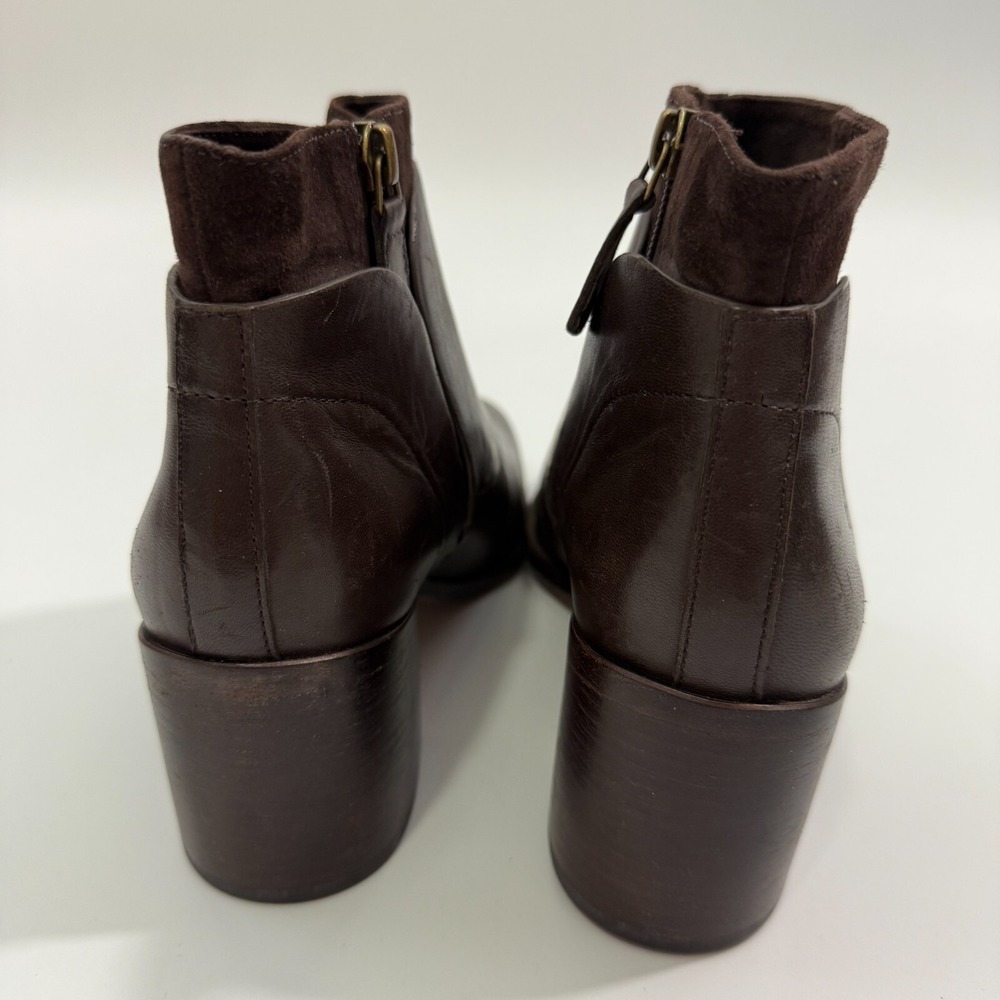 Johnston & Murphy Brown Leather Zip Up Ankle Bootie 2.75" Block Heel Sz 8M - Picture 8 of 16